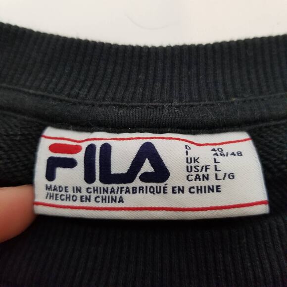 Fila Spellout Logo Black Sweatshirt Unisex Size L Large - Picture 3 of 5